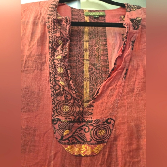 ✨HOST PICK✨️ Handspun, handwoven, handstitched sheer embroidered blouse by Maiwa - Picture 9 of 14